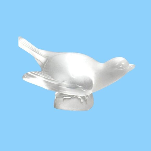 Lalique France Frosted Crystal Colereux Sparrow Bird Figurine Paperweight VTG - Picture 5 of 8